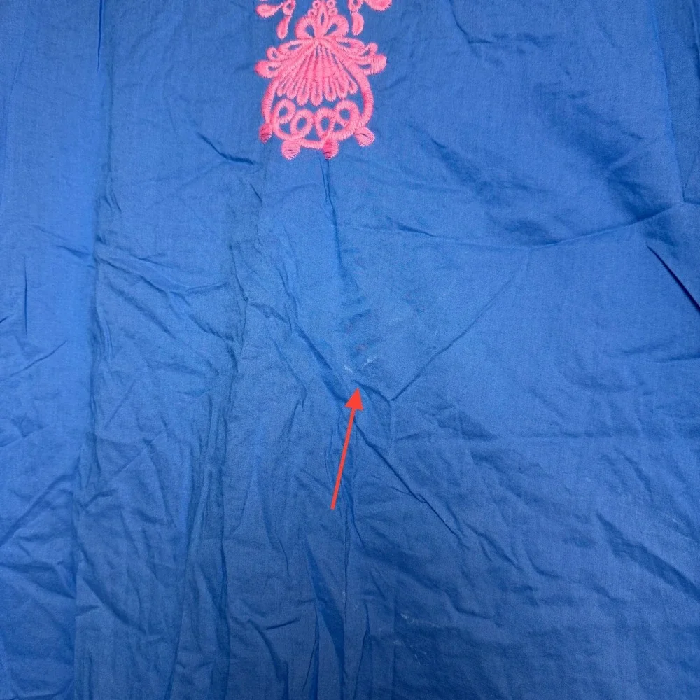 Lilly Pulitzer Piet Cover Up Tunic Sz Medium‎ Blue Pink Embroidered Beach Dress